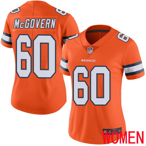 Women Denver Broncos 60 Connor McGovern Limited Orange Rush Vapor Untouchable Football NFL Jersey